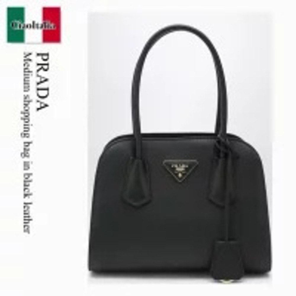 Prada Bag Handbag Shopping Black Leather Tote